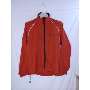 Louis Garneau Cycling Running Jacket Unisex Sz L Red 2way Zip Athletic‎ Pocket